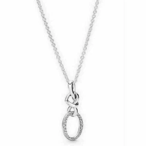 SilverGenuinePandora Pendant Knotted Heart Necklace Sterling ^^ - Picture 1 of 1