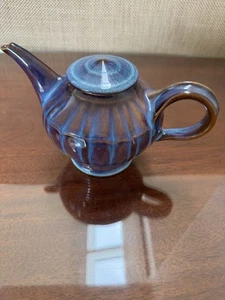 Bill Campbell Pottery Signed Blue Swirl. Sugar Bowl, Creamer and 4 Coffee Mugs - Picture 1 of 5