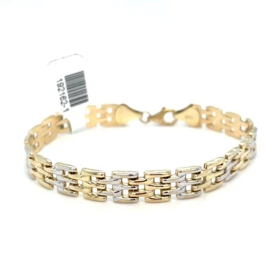 10k Two Tone Gold Womens 7.5” Weave Style Bracelet 7.80g - Image 1 of 3