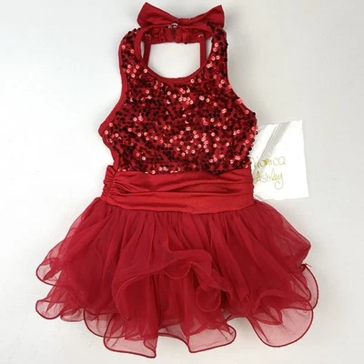 Vestido Disfraz de Baile Revolution Niña, Desfile de Tul Lentejuelas Rojas, Talla Pequeña SC Foto 1 de 4