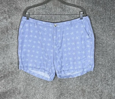 Pantalones Cortos LeTigre Mujer Talla 14 Azul Estrella de Mar Lino Algodón Bolsillos Chino Puños Foto 1 de 4