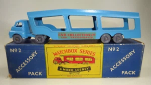 Matchbox Accessory Pack A2 Car Transporter azul gris ruedas de plástico excelente en caja - Imagen 1 de 10