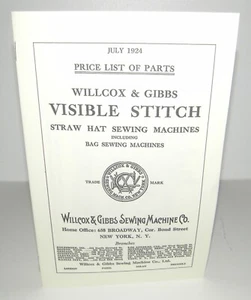 Willcox und Gibbs Strohhut Nähmaschine illustrierte Teile Prospekt Kopie - Bild 1 von 10