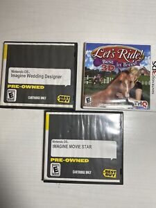 Lot Of 2 Nintendo DS Games & 1 3DS Game Imagine Movie Star, Wedding & Lets Ride