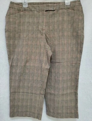 Pantalones capri Jones New York para mujer talla 18W marrón negro rosa a cuadros Foto 1 de 4