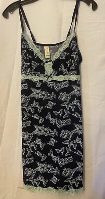 Jessica Simpson Blue Pattern Butterfly Nightgown Dress Lingerie Size Medium - Image 1 of 4