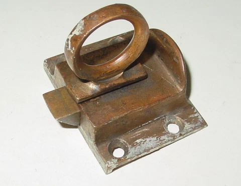 Vintage Antique Transom Window Sash Beveled Ring Pull Lift Catch Hardware Part Cover