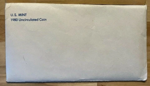 1980 US Mint Set Estate Sale Lot Envelopes US Coins Proof Sets Flat Packs Cover