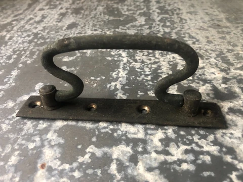 Vintage box lid/tea caddy handle, early hardware, probably brass Cover