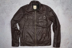 DIESEL MENS JACKET BIKER SHEEPSKIN BROWN LEATHER 100% AUTHENTIC SIZE L - Picture 1 of 16