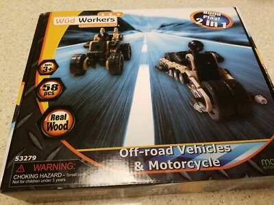 Wud Workers Off-Road Vehicles & Motorcycle Construction 2 in 1 Wood Set 53279 - Image 1 of 4
