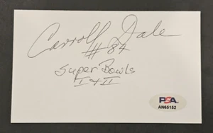 CARROLL DALE Signed 3x5 Index Card-SUPER BOWL I & II-GREEN BAY PACKERS-PSA - Picture 1 of 4