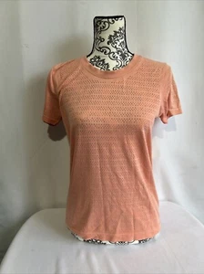 Lululemon Shirt Women 6 Orange Top Breeze By Short Sleeve Perforated Active Yoga - Picture 1 of 7