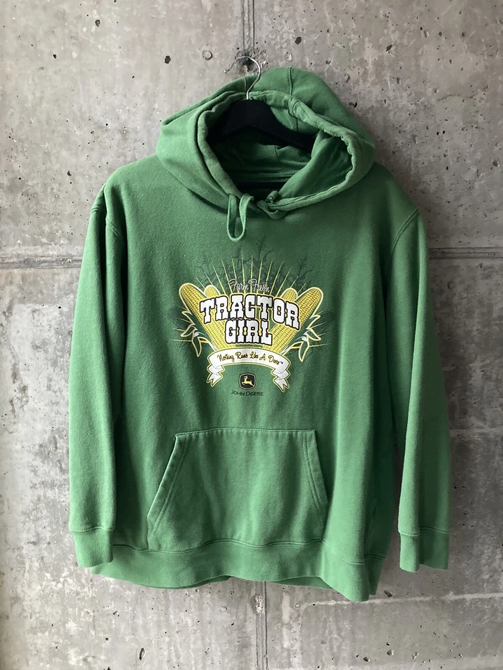 Sudadera con capucha grande para mujer John Deere verde granja fresca tractora niña Foto 1 de 4