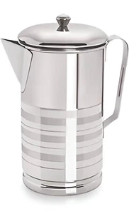 Edelstahl Wasserkrug mit Henkel und Deckel -2 Liter - Bild 1 von 5