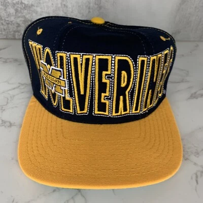 Deadstock 90s VTG Michigan Wolverines STARTER Fitted 7-7 3/4 Spellout Hat Cap - Image 1 of 4