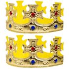  2 Count Cloth Tiara Child Jeweled King Crown Princess Golden Tiaras