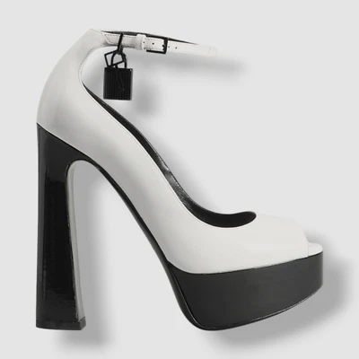 Zapatos de tacón Tom Ford para mujer con cierre blanco bicolor plataforma peep-toe talla 39,5 Foto 1 de 4
