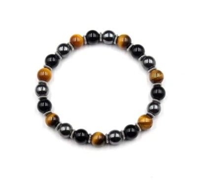 Extra Strength Energy Protection Bracelet Tiger Eye Hematite Obsidian Bracelets - Image 1 of 4