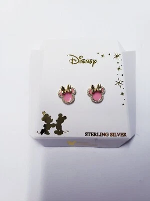 Aretes DISNEY Circonita Cúbica y Esmalte Rosa Minnie Mouse Chapados en Oro 18k Foto 1 de 4