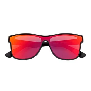 PRIME TIME - Polarized Flat Lens Sunglasses Matte Black Red Mirror - Picture 1 of 10