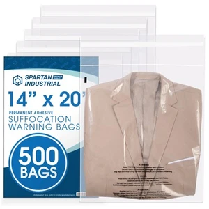 - 14" X 20" (500 Count) Self Seal Clear Poly Bags with Suffocation Warning fo... - Picture 1 of 7