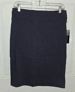 SOHO Navy Blue Polka-dot Stretch Straight Pullon Pencil Skirt M NWT - Picture 1 of 6