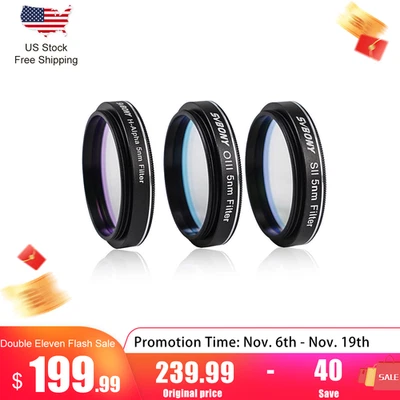 SVBONY SV227 1.25'' SHO Filter H-Alpha OIII SII 5nm Astrophotography Set - Image 1 of 4