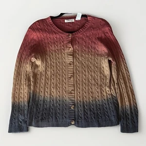 Orvis Damen Ombré Cardigan Pullover Zopfmuster Preppy Button Down Tauchgefärbt Medium - Bild 1 von 7