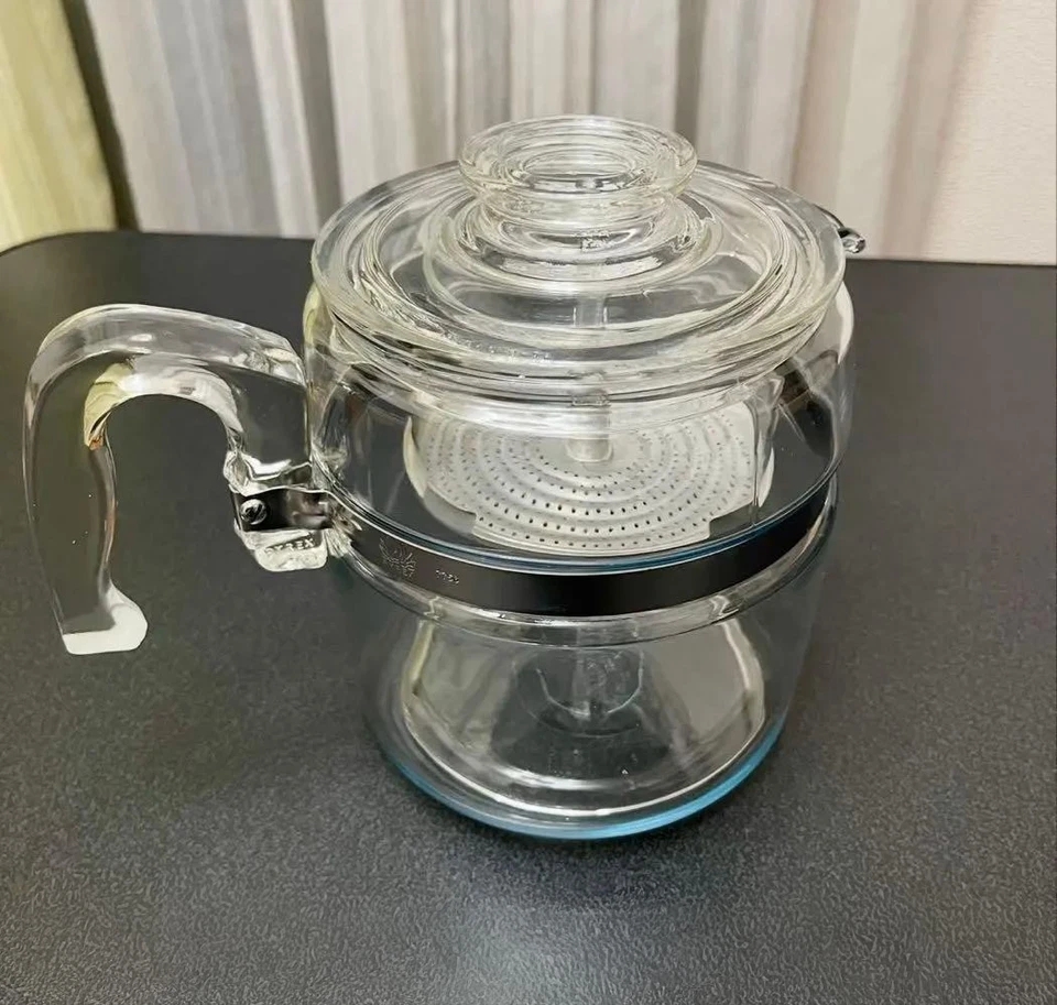 Vintage Pyrex 6 Cup Glass Percolator Stove Top Coffee Pot USA 1970s - Image 1 of 4