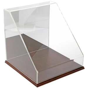 Plymor Clear Acrylic Slant Front Case w/ Hardwood Base Mirror Back, 12"x12"x12" - Picture 1 of 1