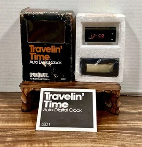 Vintage Spark-O-Matic Travelin’ Time Auto Digital Clock NO. LED1 New in Box - Picture 1 of 13