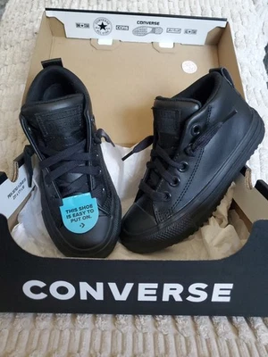 Converse Chuck Taylor All Star Street Boot Mid Leather Youth Toddler 11 Black  - Image 1 of 4