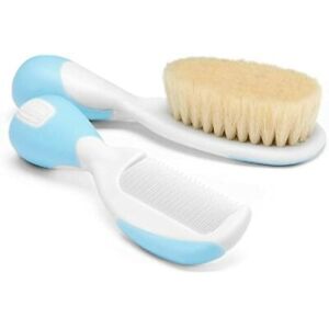 Chicco Baby Comb With Rounded Tips & Hair Brush with Natural Bristles, 2 Counts