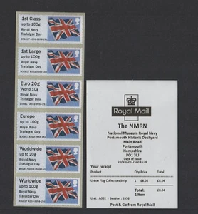 FLAGGE NDC NMRN TRAFALGAR TAG O/P OKT 2017 A002 Sammlerstreifen POST GO FV £17,65 - Bild 1 von 1