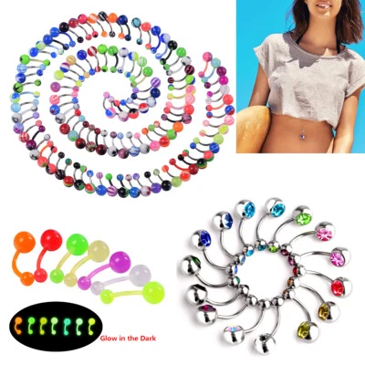 100 x 14G смесь цвета пупок кнопка кольца акрил/стальная штанга живота штанга пупок кольцо - Изображение 1 из 4