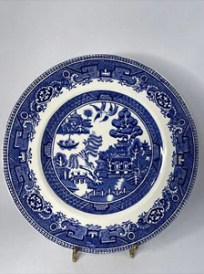 Alfred Meakin OLD WILLOW Blue & White 9 3/4" Dinner Plate ENGLAND Vintage - Picture 1 of 18