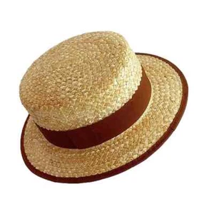 Men's Breathable Straw Boater Wide Brimmed Hat (55-58cm) - Picture 1 of 2