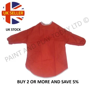 PAINT AND PLAY TODAY Delantal impermeable para niños bata pintura arte artesanía - rojo - elige el tamaño