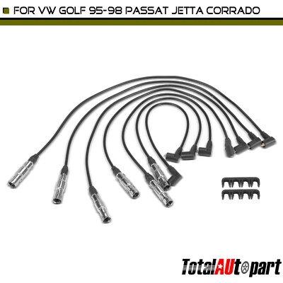 7x Spark Plug Wire Set for Volkswagen	Golf 1995-1998 Jetta Passat V6 2.8L 7MM - Image 1 of 4
