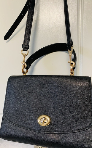 Borsa a tracolla Coach 76618 Tilly manico superiore in pelle nera borsa TwistLoc