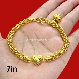 Herz 18K 22K 23K 24K THAI BAHT GELBGOLD DAMEN Armband 7 Zoll - Bild 1 von 4