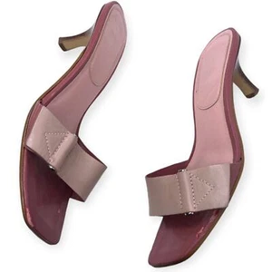 Vintage Nine West | 7 | Soft Pink Minimalist Leather Strap Kitten Heel Sandal - Picture 1 of 6