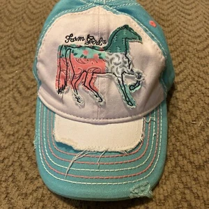 Farm Girl Core  Print Horse Cap Hat Southwestern Distressed Look  One Size - Picture 1 of 6