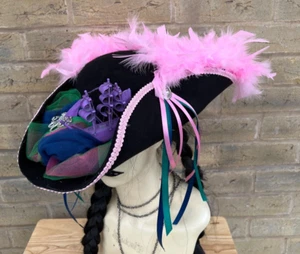 Tricorn Pirate Hat Renaissance Feather Ship Octopus Pink Green Blue 57cm (1) - Picture 1 of 8