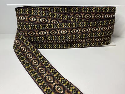 Vintage 60s 70s Woven Boho Hippie Cotton Fabric Trim 15 yds Guitar Camera Strap - Image 1 of 4