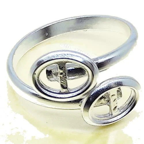 Coralli di Sardegna Base Anello Argento Serpentina 2 Castoni 5x7mm Aperto - Immagine 1 di 1