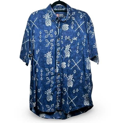 Chaps Ralph Lauren Pineapple Print Hawaiian Shirt Men's Size Large Vacation - Image 1 of 3
