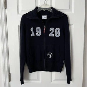 Disney Disneyland Paris 1928 Zip Up Wool Sweater Mickey Star Blue Womens XL Walt - Picture 1 of 9