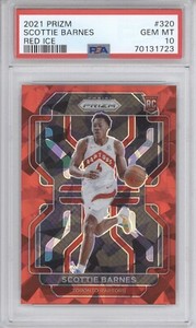SCOTTIE BARNES PSA 10 2021 PANINI PRIZM #320 ROOKIE RED ICE PRIZM RAPTORS RC 723